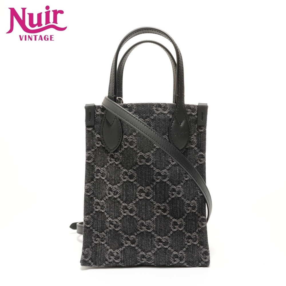 Gucci GG Denim Tote Bag Black